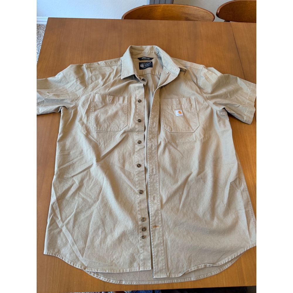 Carhartt Mens XL Relaxed Fit Rugged Flex Work Short Sleeve Button Up Shirt